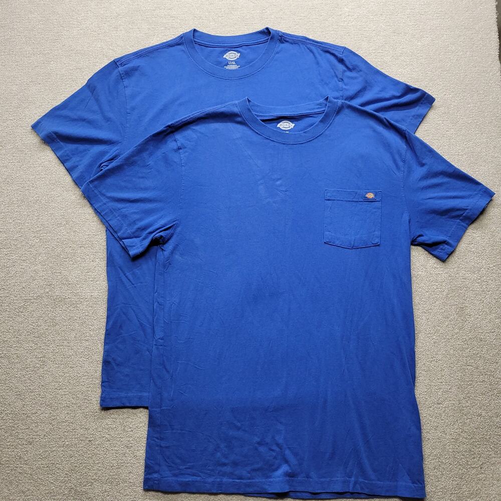 Dickies Mens T Shirts Size LT Large Tall Lot of 2 Blue Short Sleeve Pocket Tees